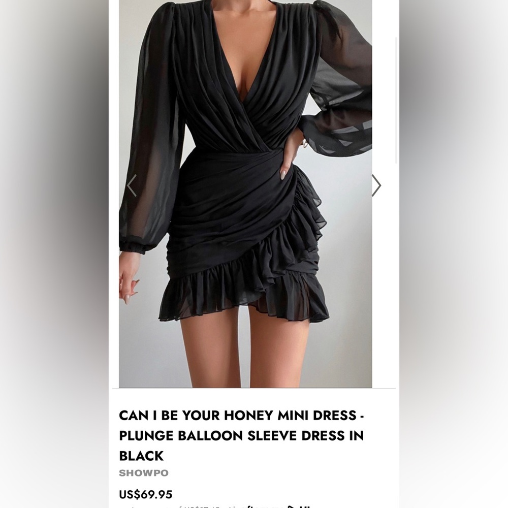 Black Long sleeve Showpo Mini Dress